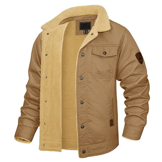 EB | Fleecegefütterte Baumwoll-Cargo-Jacke mit Knopfverschluss