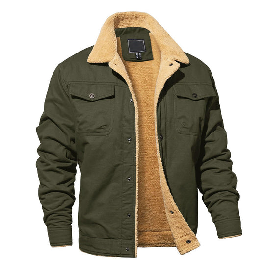 EB | Fleecegefütterte Baumwoll-Cargo-Jacke mit Knopfverschluss