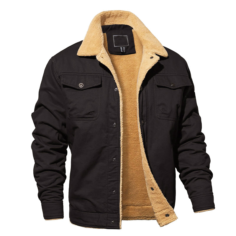 EB | Fleecegefütterte Baumwoll-Cargo-Jacke mit Knopfverschluss