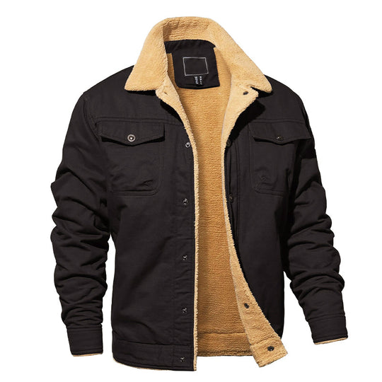 EB | Fleecegefütterte Baumwoll-Cargo-Jacke mit Knopfverschluss
