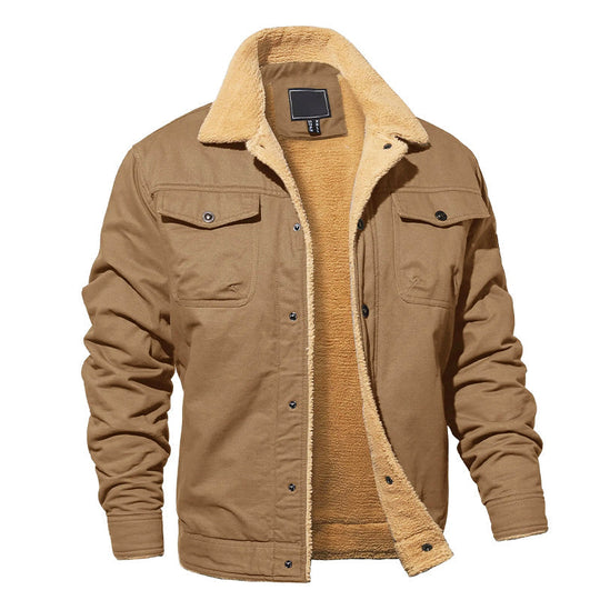 EB | Fleecegefütterte Baumwoll-Cargo-Jacke mit Knopfverschluss