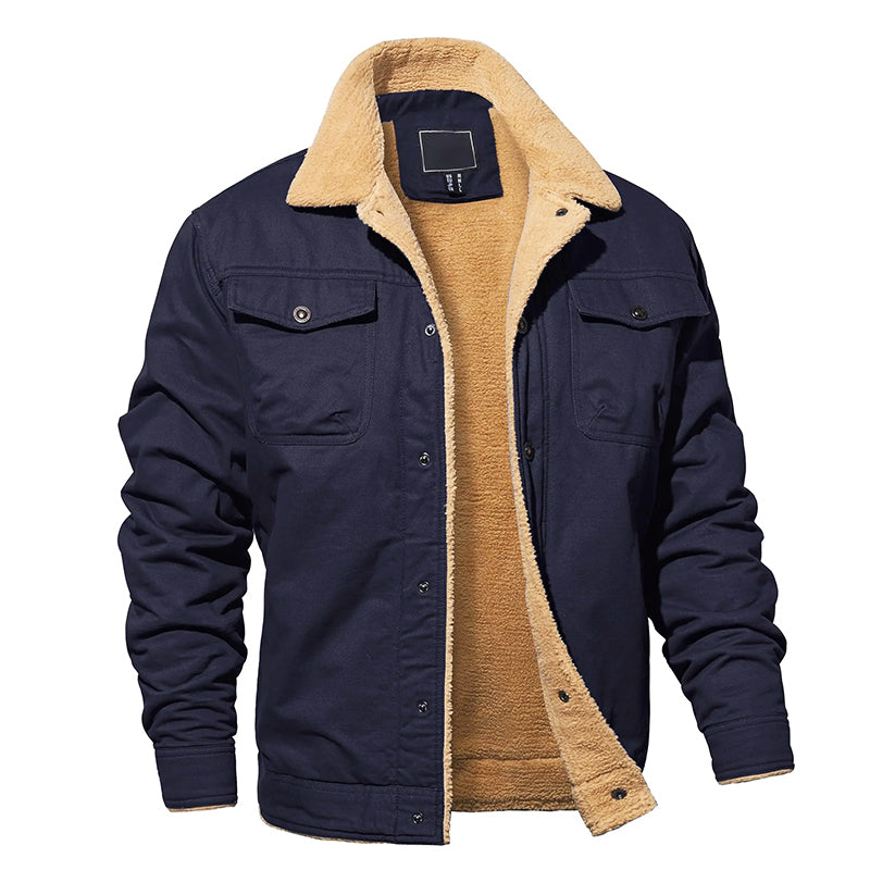 EB | Fleecegefütterte Baumwoll-Cargo-Jacke mit Knopfverschluss