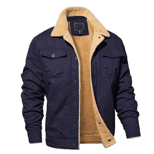 EB | Fleecegefütterte Baumwoll-Cargo-Jacke mit Knopfverschluss