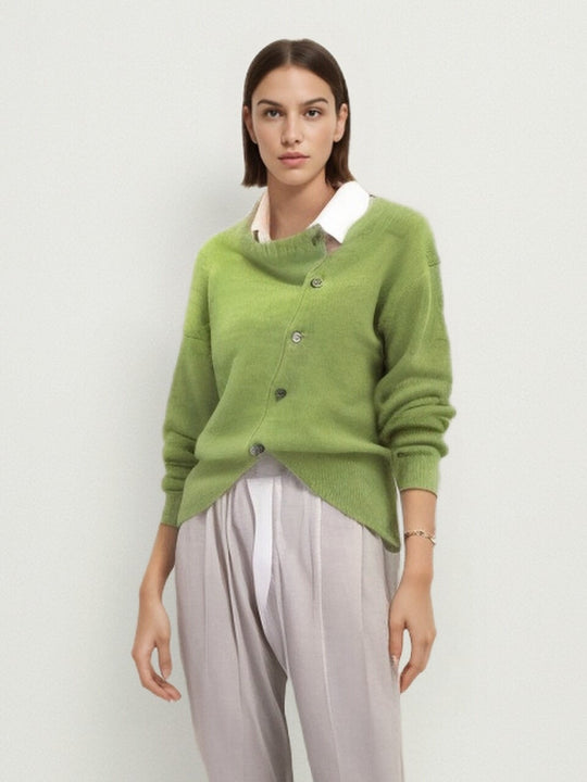 EB | Strickjacke Wollmischung Asymmetrischer Verschluss Lockere Passform Elegant und Bequem