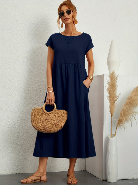 EB | Rundhalsausschnitt Kleid Elegantes Design für Damen
