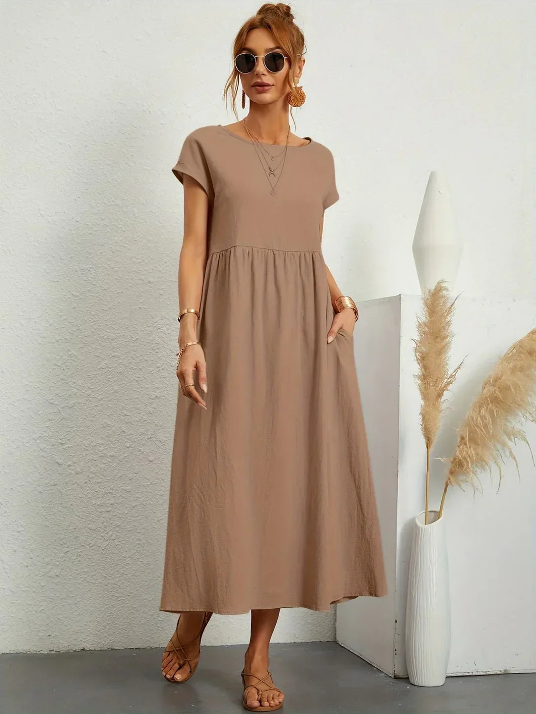 EB | Casual Elegant Baumwolle und Leinenkleid