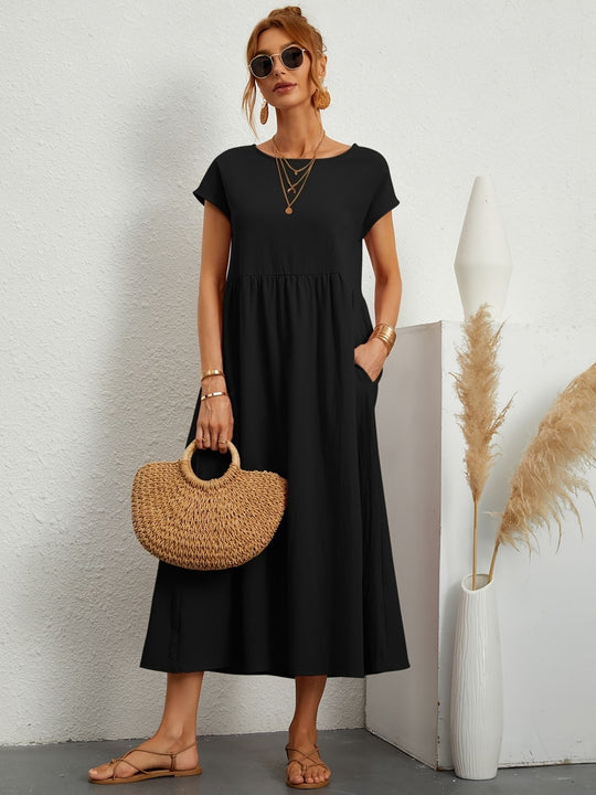 EB | Rundhalsausschnitt Kleid Elegantes Design für Damen