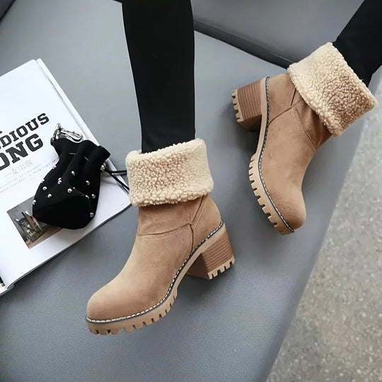 EB | Mid-Tube Fellgefütterte Stiefel für Frauen – Stylisch, Warm, Komfort Design