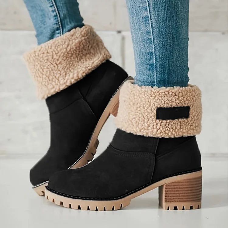 EB | Mid-Tube Fellgefütterte Stiefel für Frauen – Stylisch, Warm, Komfort Design