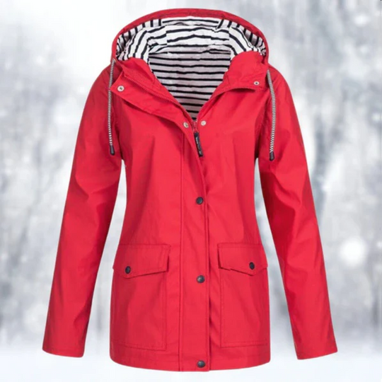 EB | Damen Frühling Winddicht Regenjacke mit Gestreiftem Futter