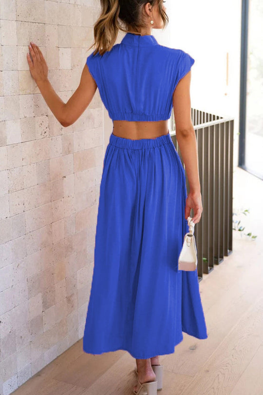 EB | Mock Neck Cutout Midi Kleid