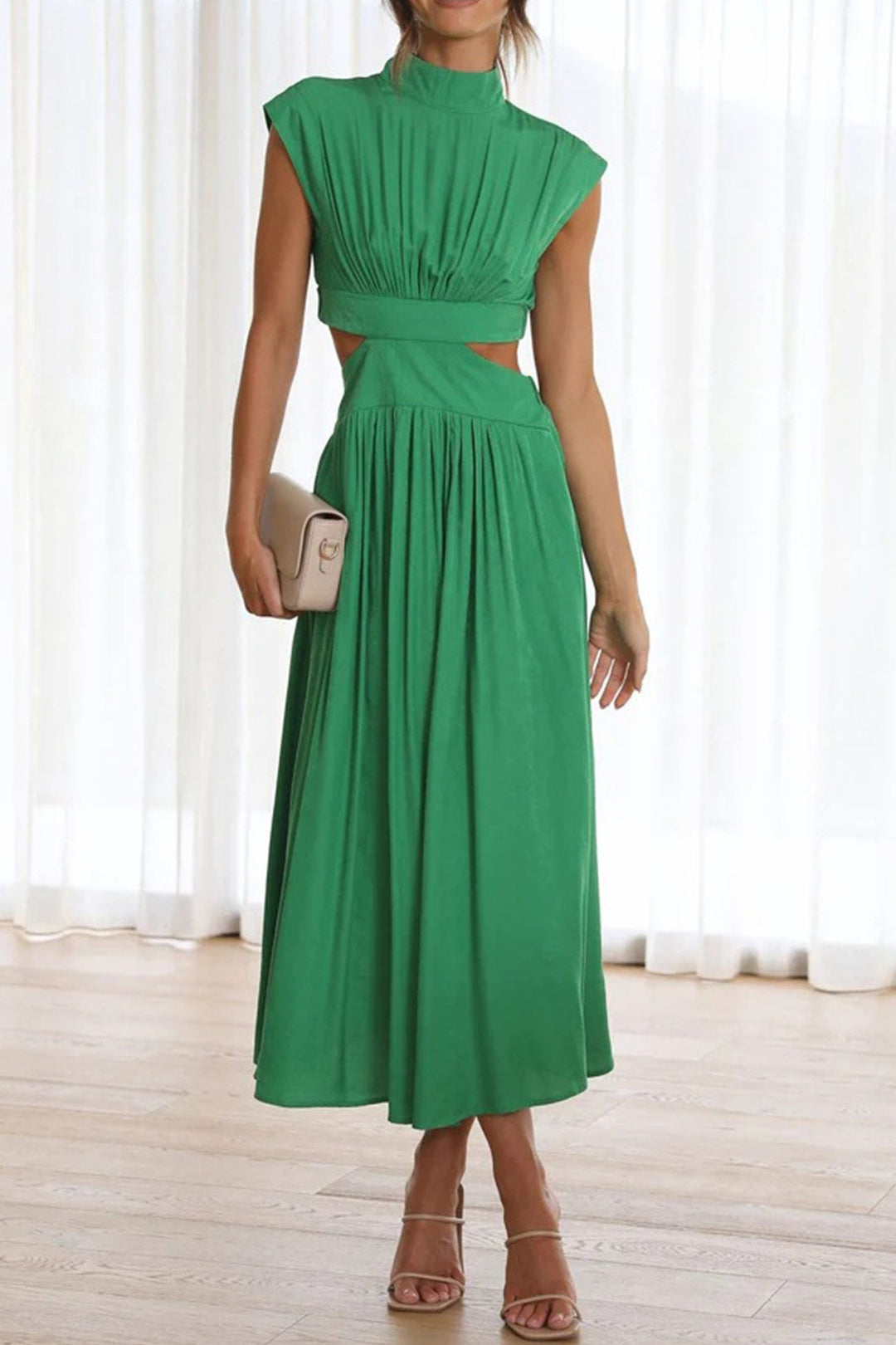 EB | Mock Neck Cutout Midi Kleid