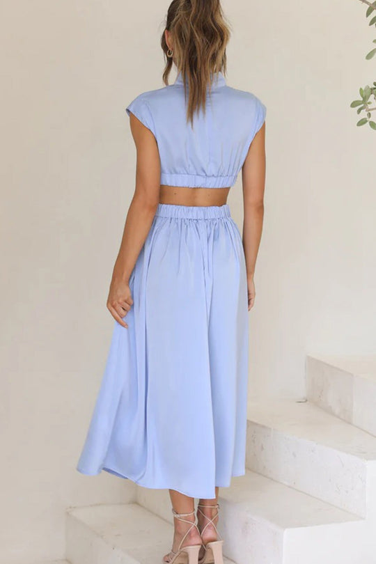 EB | Mock Neck Cutout Midi Kleid