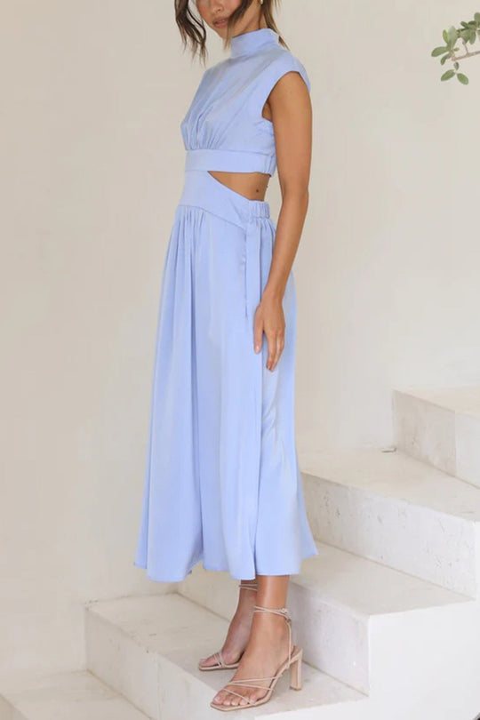 EB | Mock Neck Cutout Midi Kleid