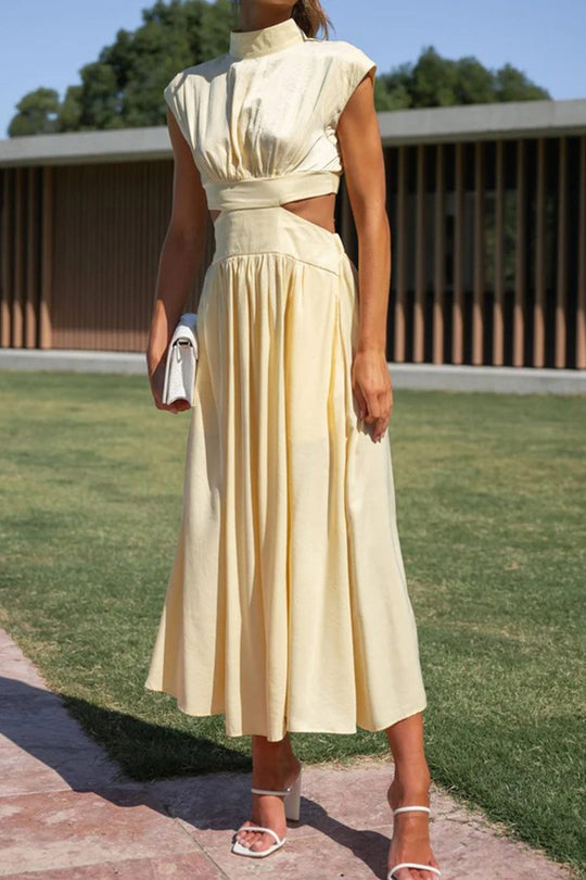 EB | Mock Neck Cutout Midi Kleid