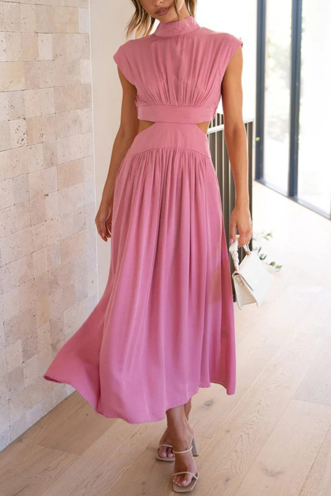 EB | Mock Neck Cutout Midi Kleid