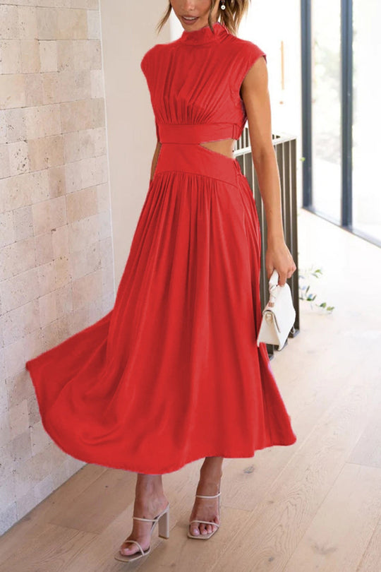 EB | Mock Neck Cutout Midi Kleid