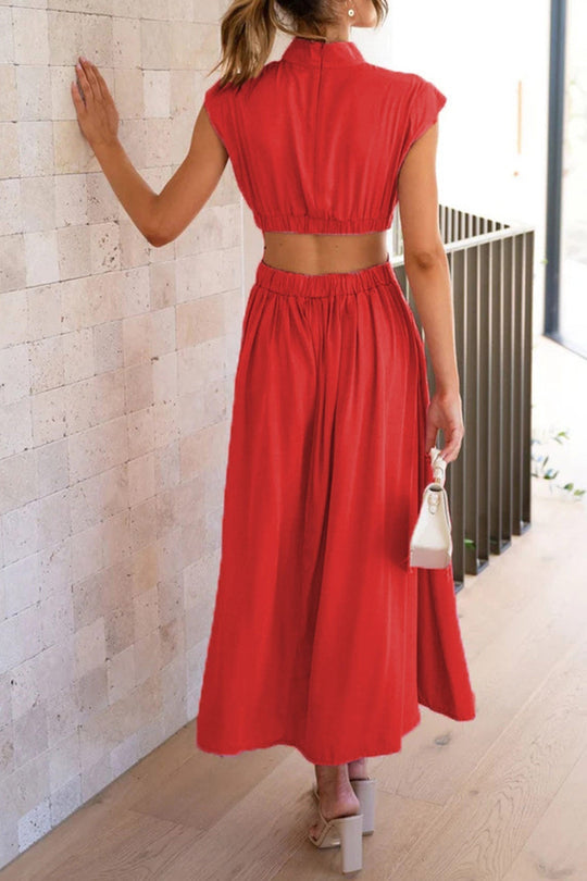 EB | Mock Neck Cutout Midi Kleid