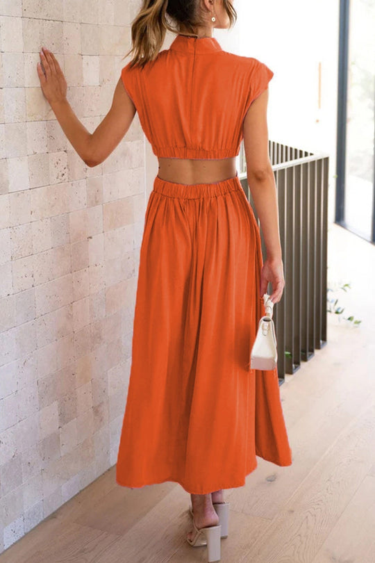 EB | Mock Neck Cutout Midi Kleid