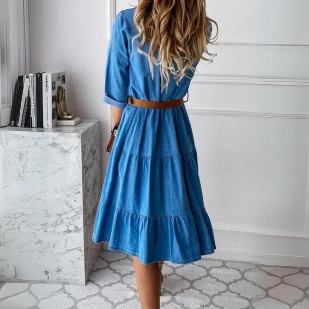 EB | Elegantes Denim-Kleid mit Gürtel
