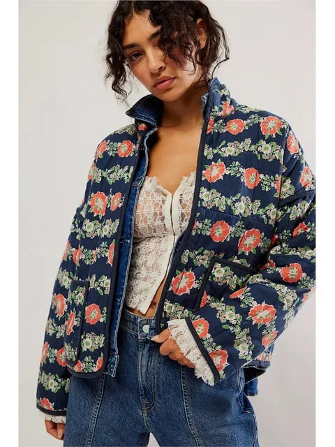 EB | Jacke Frauen Vintage Blumenmuster