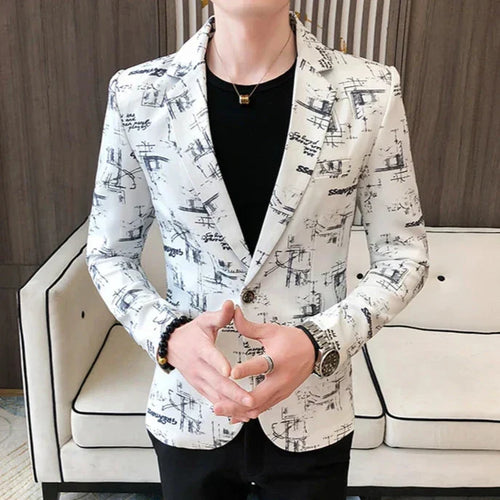 EB | Modern Bedruckter, Lässiger Herrenblazer