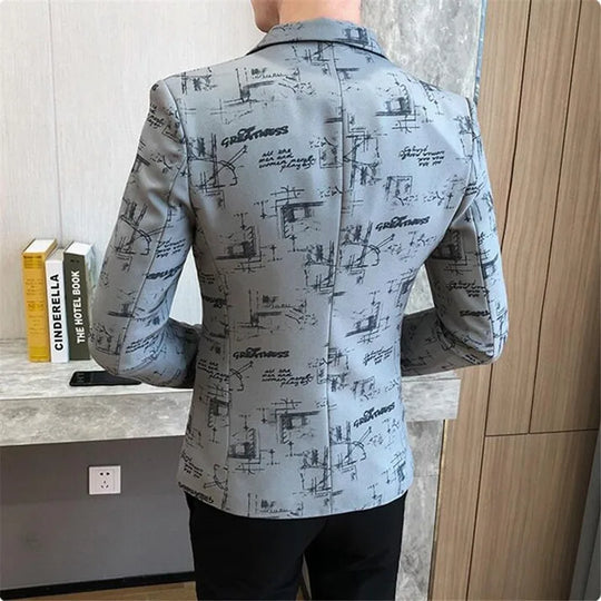 EB | Modern Bedruckter, Lässiger Herrenblazer