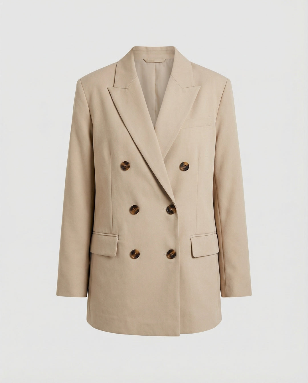 Moderner Damen Oversize Blazer Doppelreiher Grau Business Casual Anzugjacke