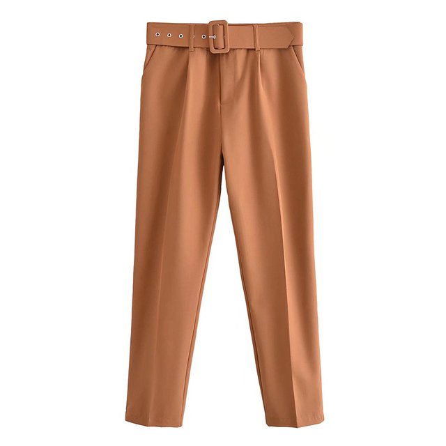 EB | Lässige Hochbundhose mit Gürtel und Taschen, perfekt für lässige Tage