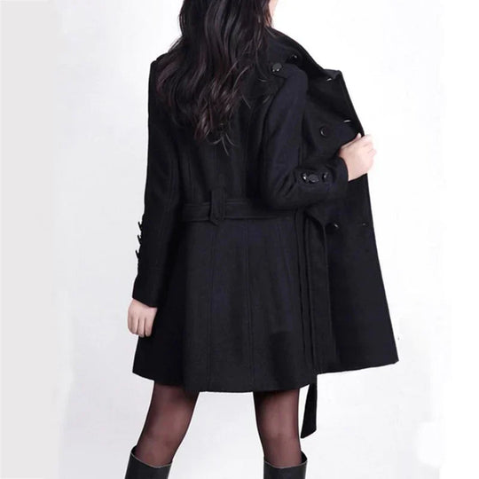 EB | Trenchcoat - Wollmix - Doppelreiher - Mit Gürtel - Eleganter langer Mantel