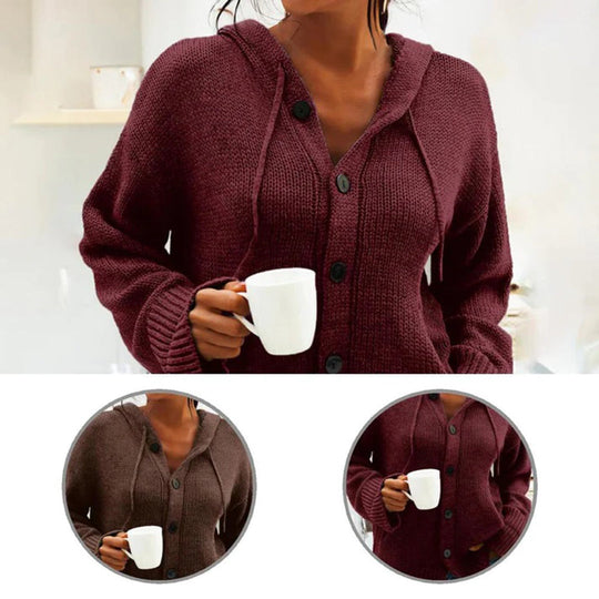 EB | Strickjacke mit Kapuze und Kordelzug