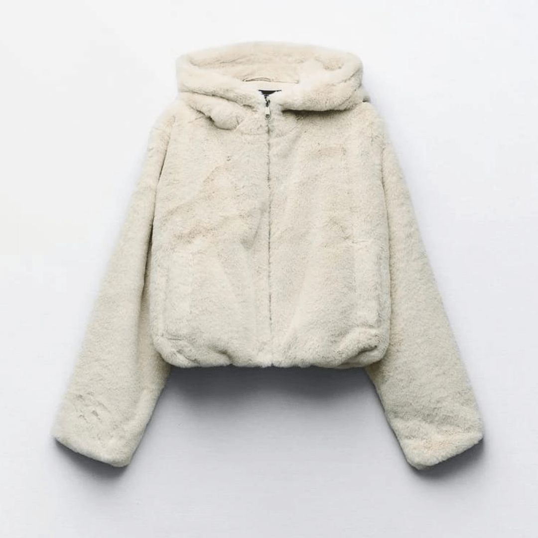 EB | Damen elegante Kunstpelz Winterjacke