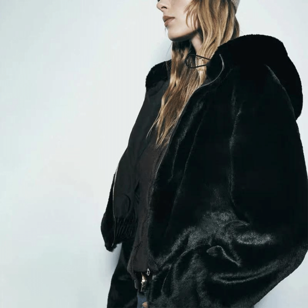EB | Damen elegante Kunstpelz Winterjacke