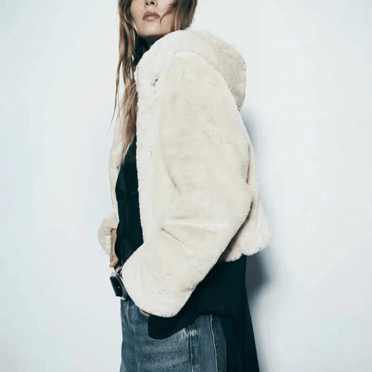 EB | Damen elegante Kunstpelz Winterjacke