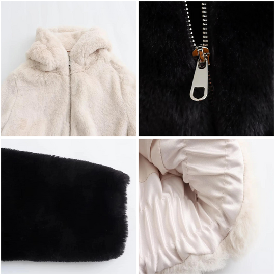 EB | Damen elegante Kunstpelz Winterjacke