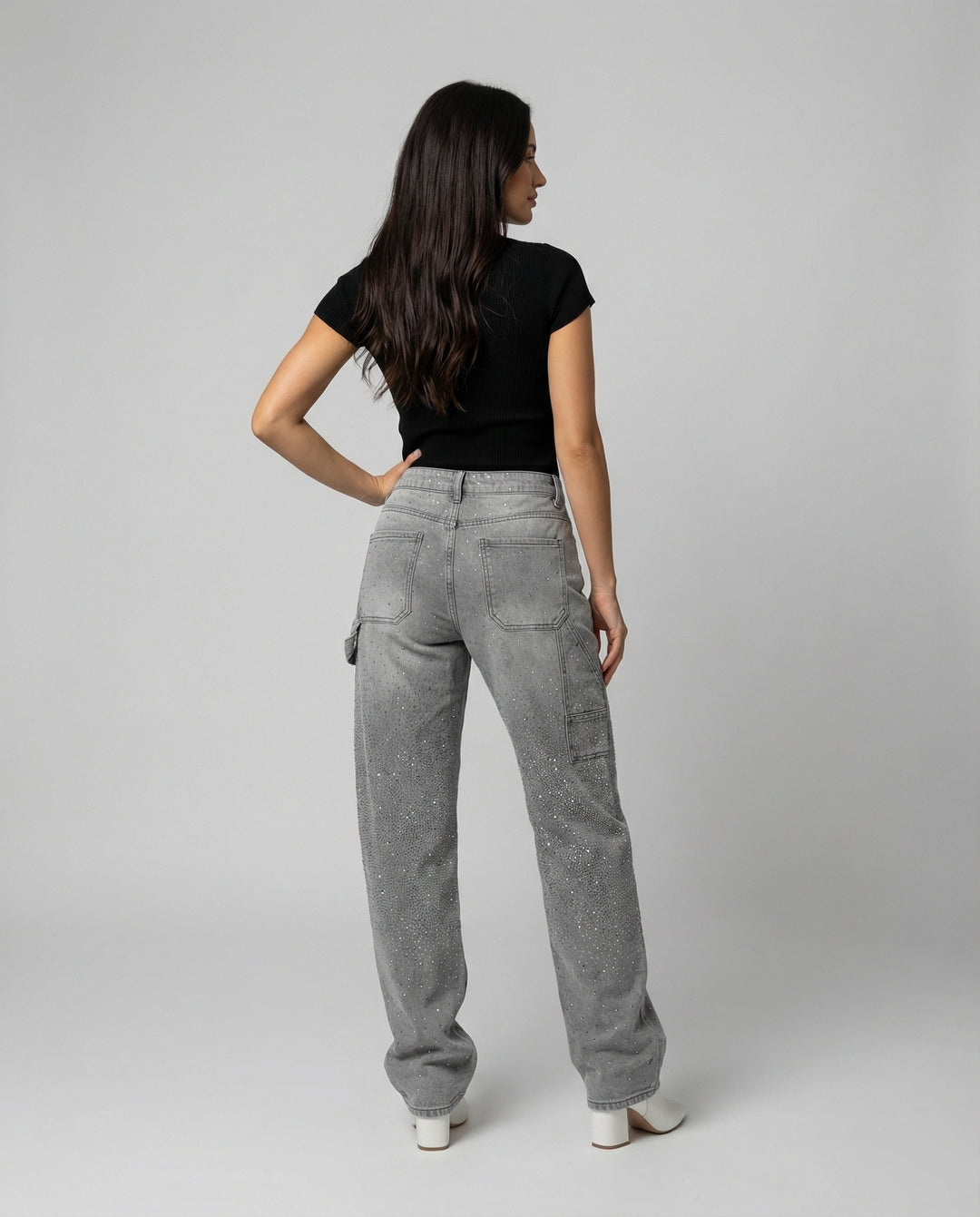 EB | Jeans mit Glänzenden Details Trendy und Komfortabel