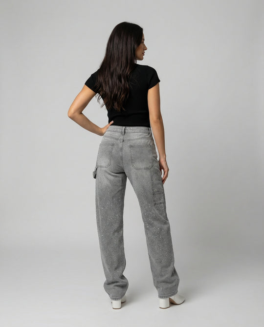 EB | Jeans mit Glänzenden Details Trendy und Komfortabel