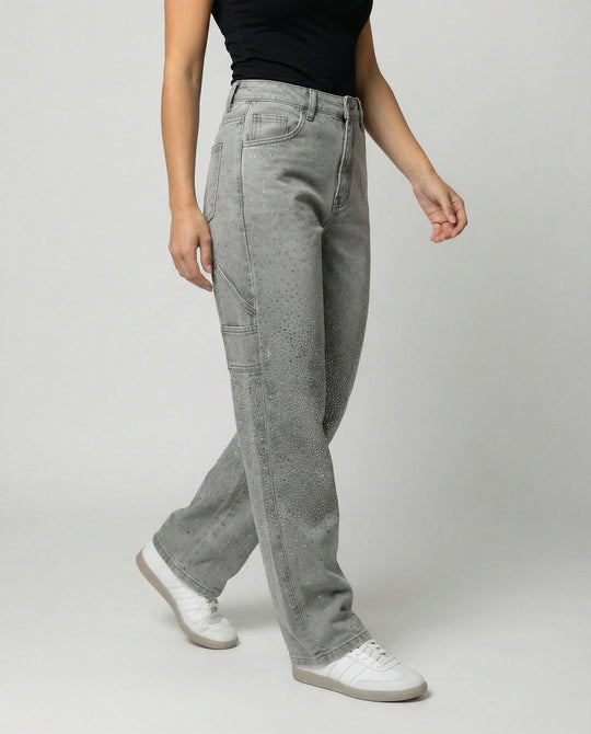 EB | Jeans mit Glänzenden Details Trendy und Komfortabel