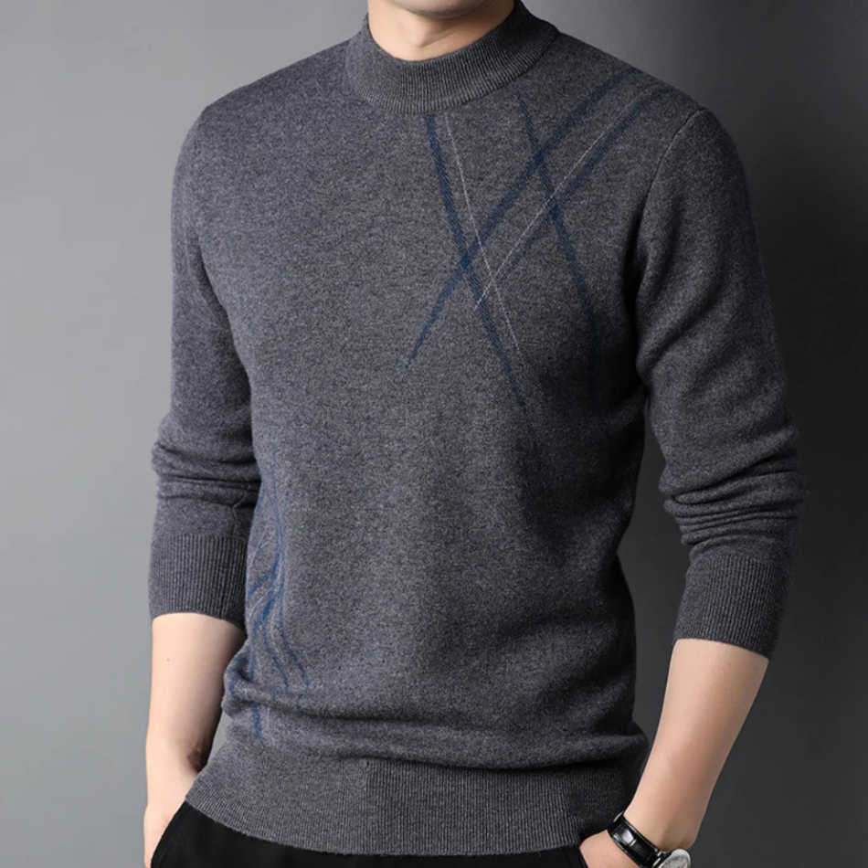 EB | Slim Fit Wollmischung Abstractmuster Rippkanten