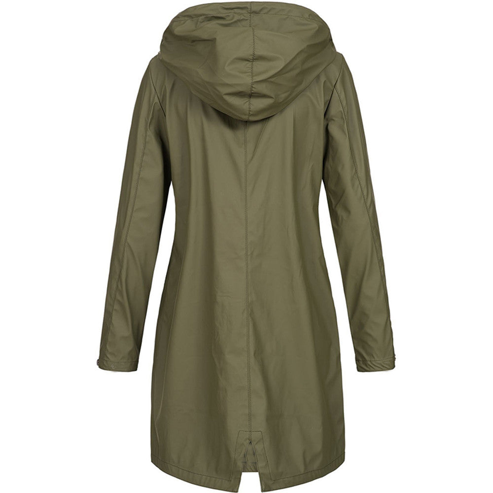 EB | Damen Herbst Lange Winddichte Regenjacke