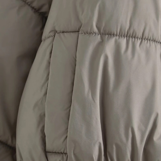 EB | Damen Kurze Pufferjacke mit Hohem Kragen und Elastischem Taillengürtel
