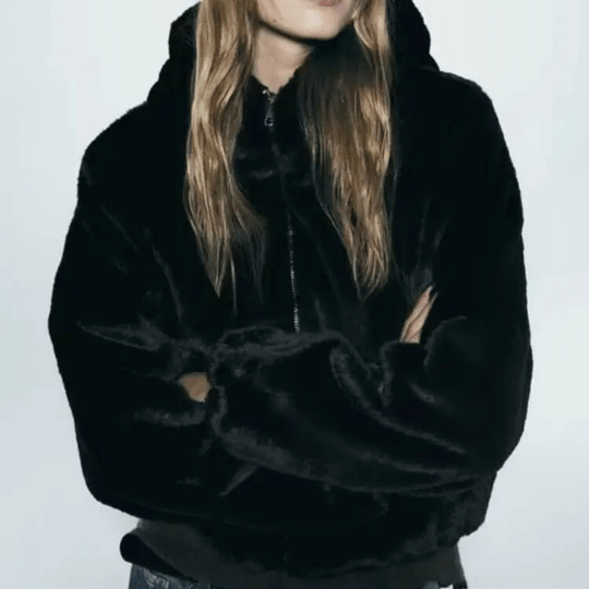 EB | Damen Stilvolle Kunstleder Winterjacke