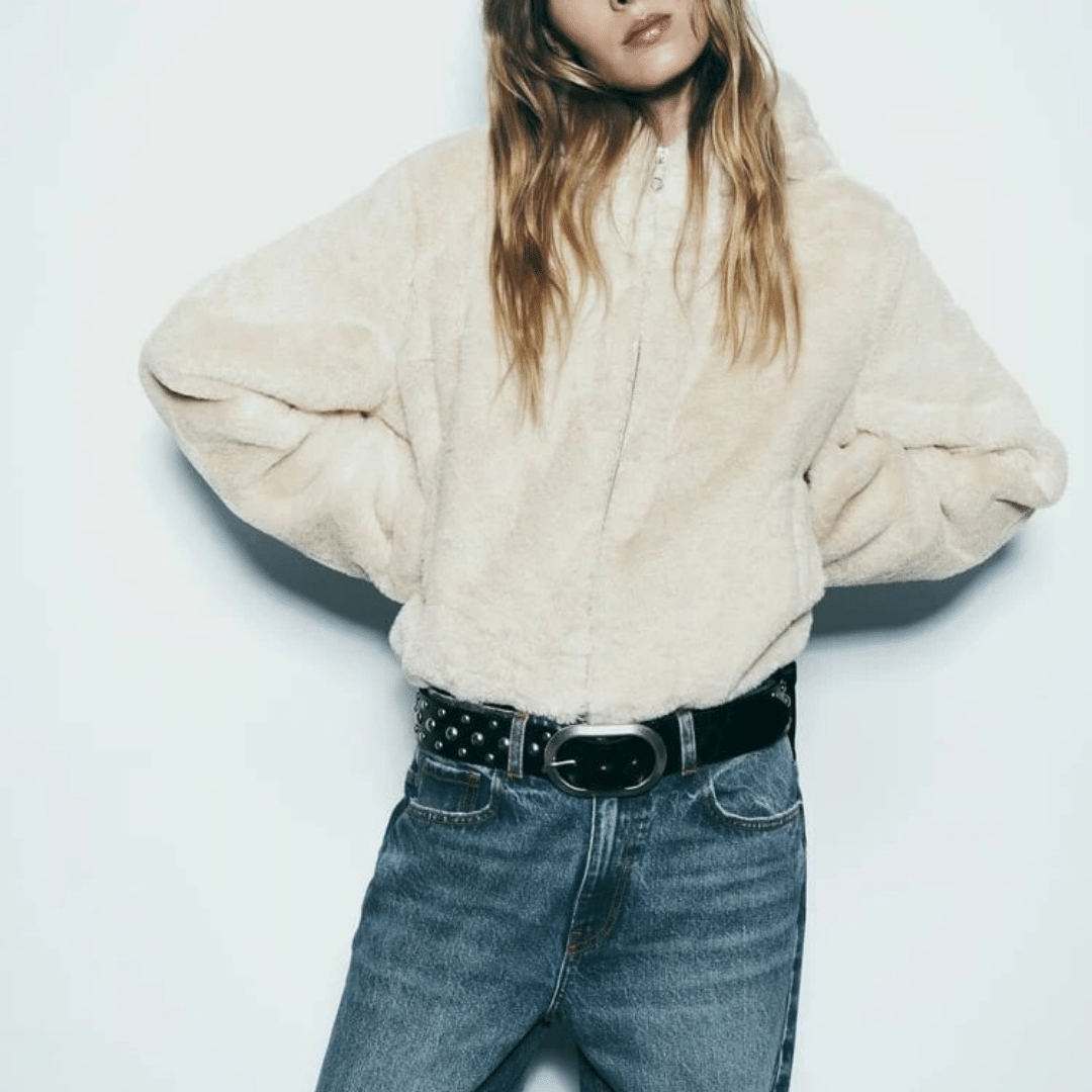 EB | Damen Stilvolle Kunstleder Winterjacke