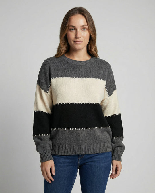 Lockerer Streifenpullover Damen Bequem | EB