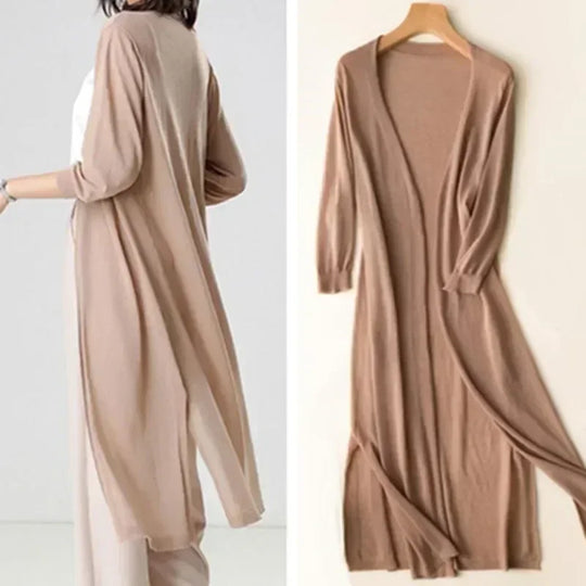 EB | Lange Offene Front Strickjacke