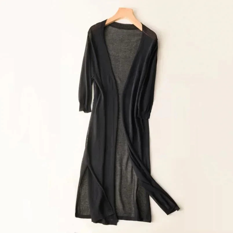 EB | Lange Offene Front Strickjacke