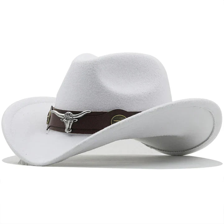 EB - Western-Stil Filzhut mit Stier-Schnallenband