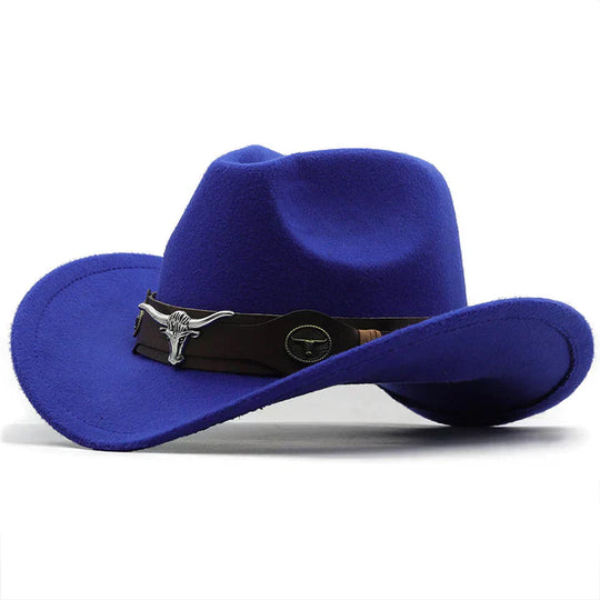 EB - Western-Stil Filzhut mit Stier-Schnallenband