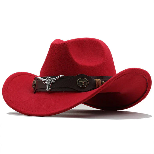 EB - Western-Stil Filzhut mit Stier-Schnallenband