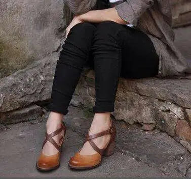 EB | Hellbraune Sommer Leder High Heels